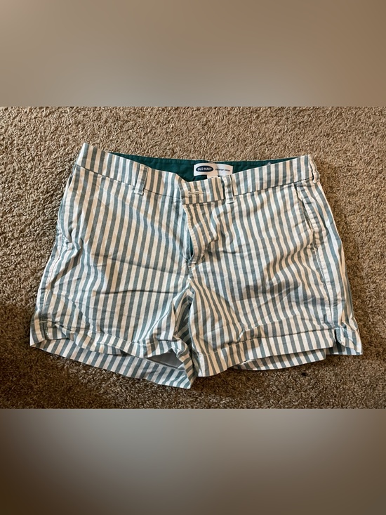 Pants - Old Navy Striped Cotton Shorts in Green and White